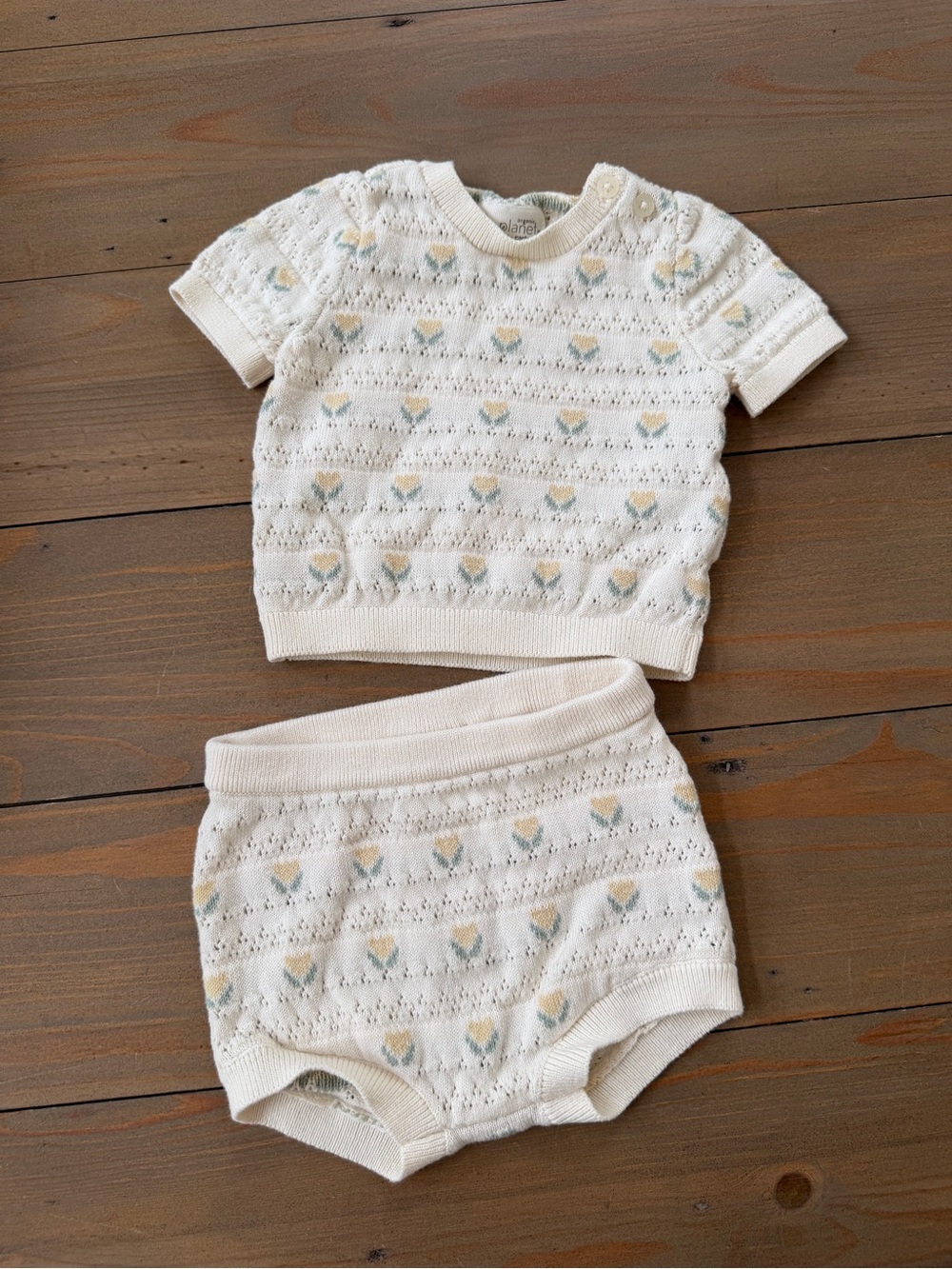 Little Planet Organic Cotton Cream Knit Baby Two-Piece Set - 3 Months
